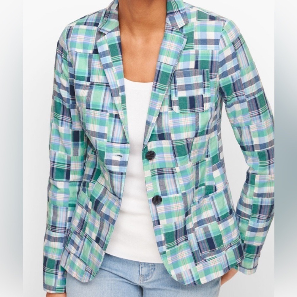 Talbots Plaid Madras Patchwork Cotton Blazer Wome… - image 3